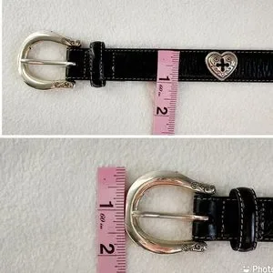 Brighton Black Leather Belt with Silver Heart and Circle Large Stud Detail, 30”L Brighton | Accessories | Brighton Black Leather Belt With  main image 2
